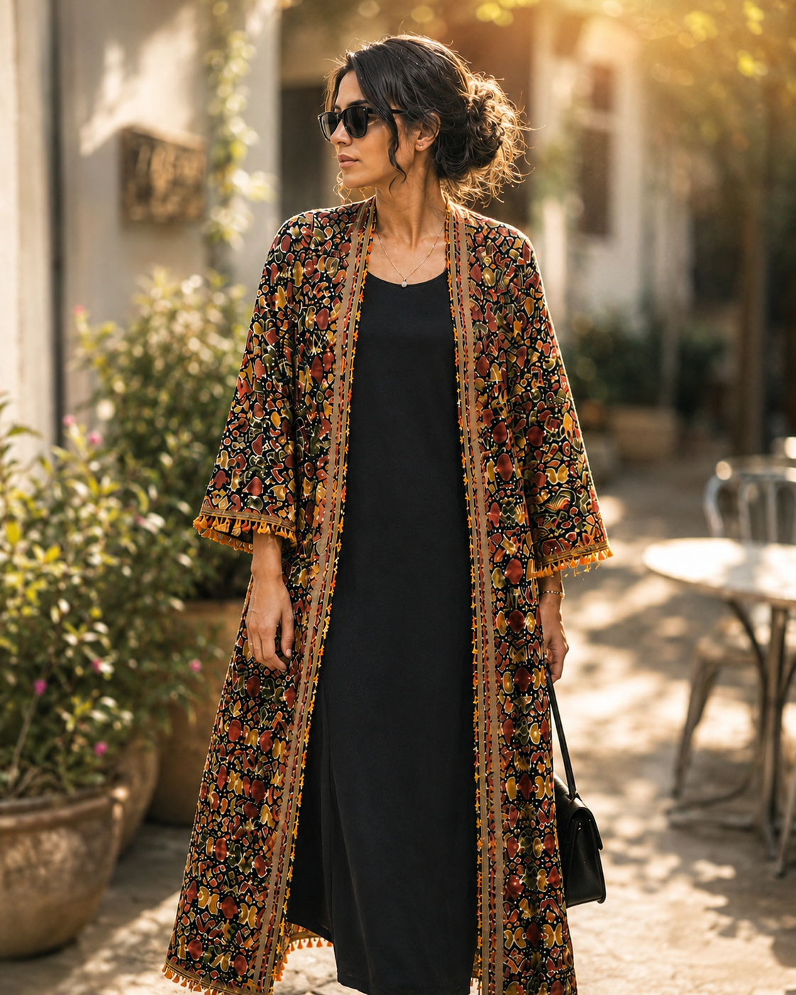 Handcrafted Ikat Kimono Robe — Cotton Duster with Tassel Trim | Made to Order