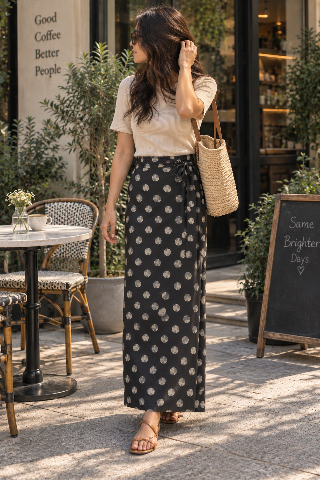 Moonstruck Black Polka Dot Maxi Skirt — Almirah Originals