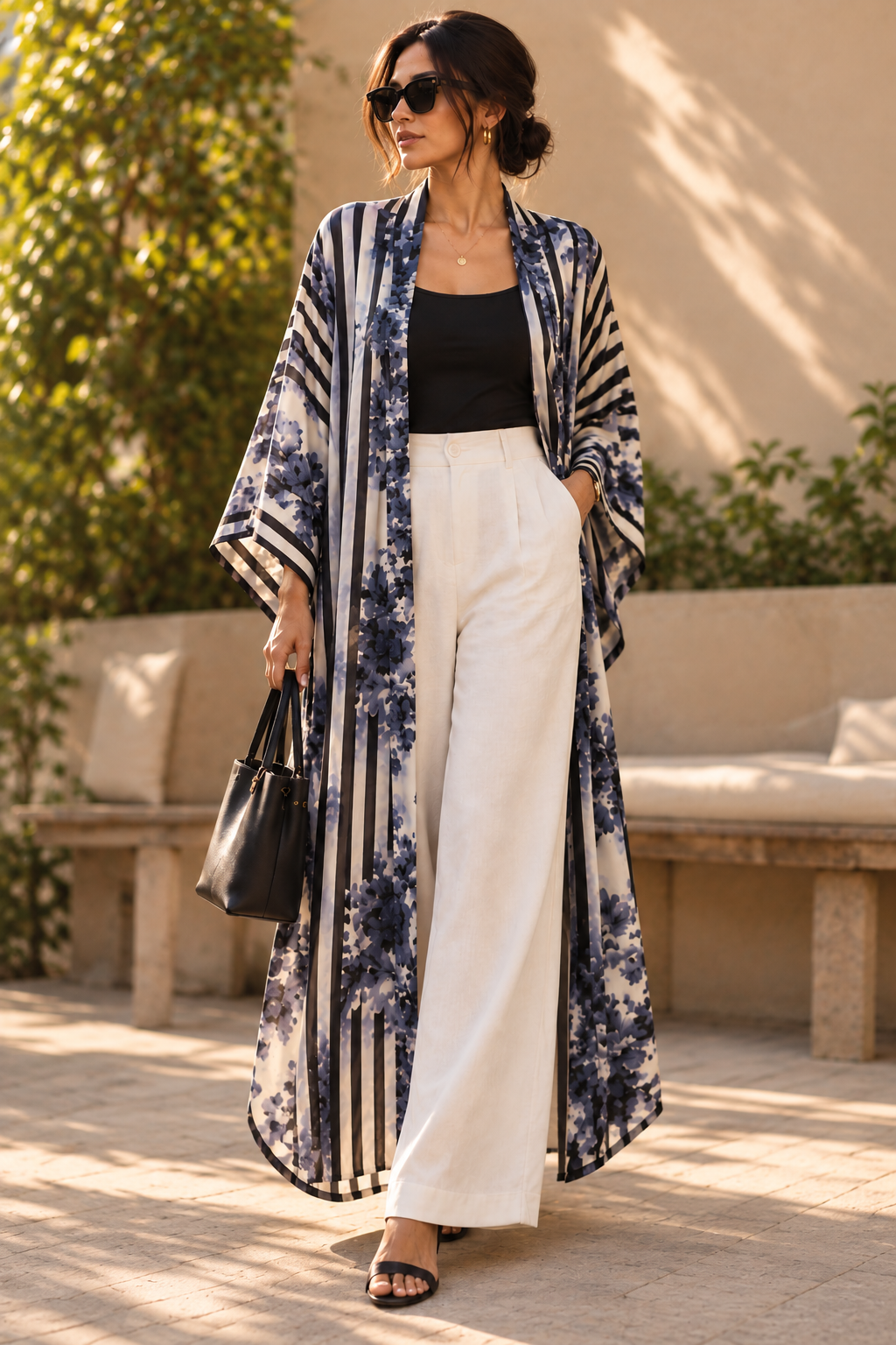 Indigo Bloom Kimono Duster — Habutai Silk