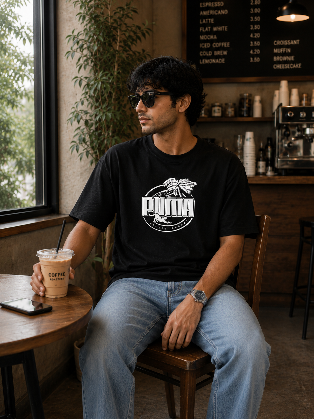 PUMA PALM RESORT GRAPHIC TEE — BLACK (L)